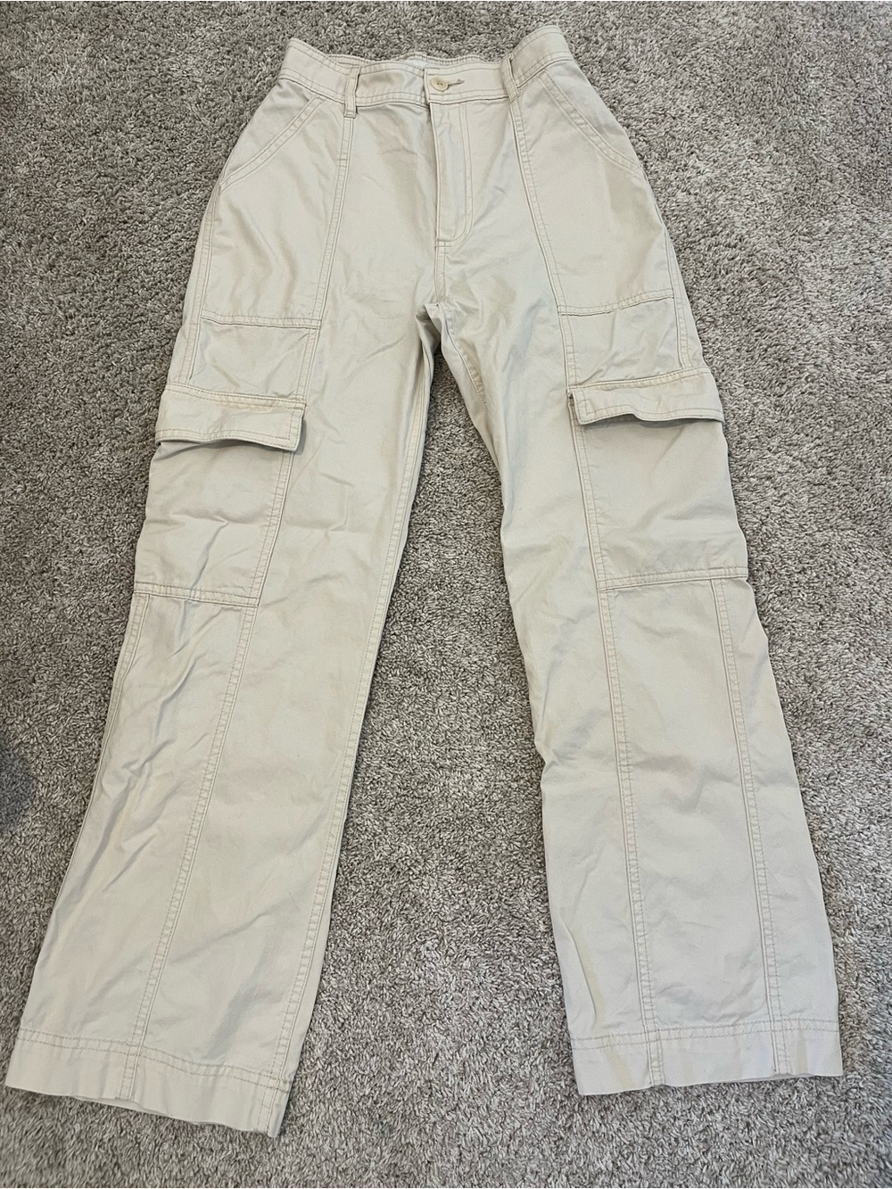 Abercrombie & Fitch Womens Cargo Pants Multi-Pocket Cotton Size 00s/24 Khaki Y2K